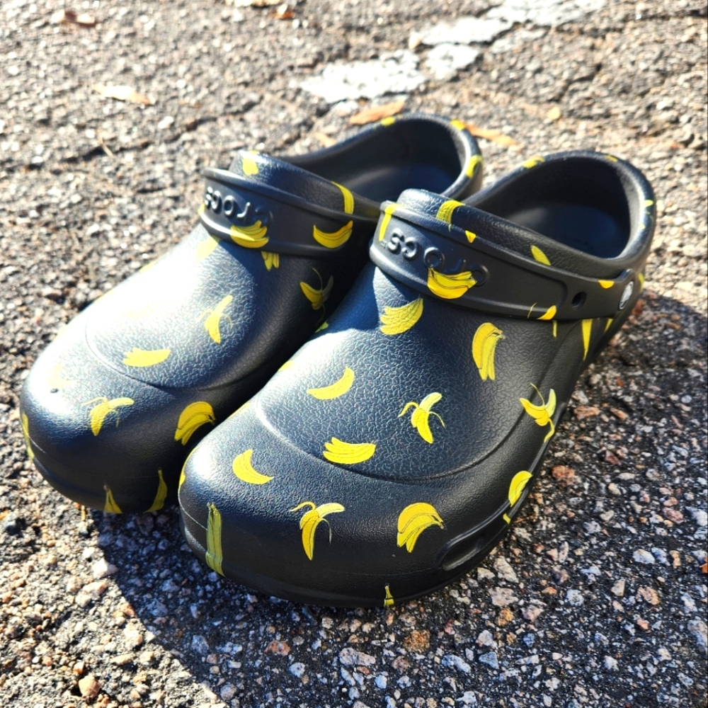 Men's Crocs, Size 13, Black & Yellow